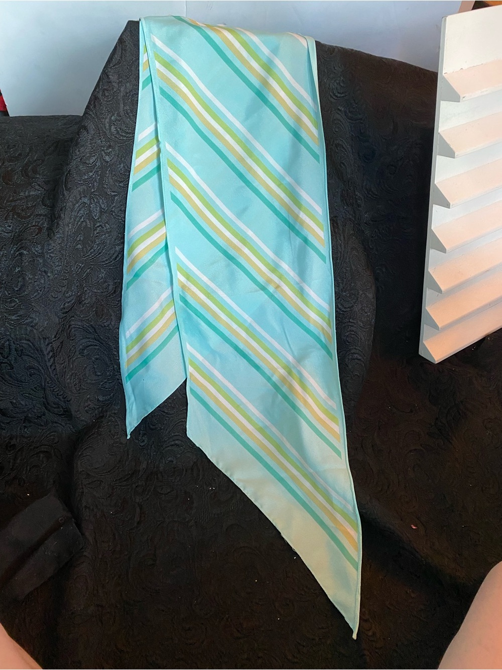 Vintage Aqua Striped Decorative Scarf